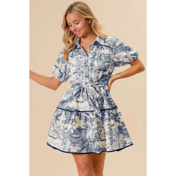 BiBi Dresses & Skirts - BiBi Woven Printed Tiered Dress